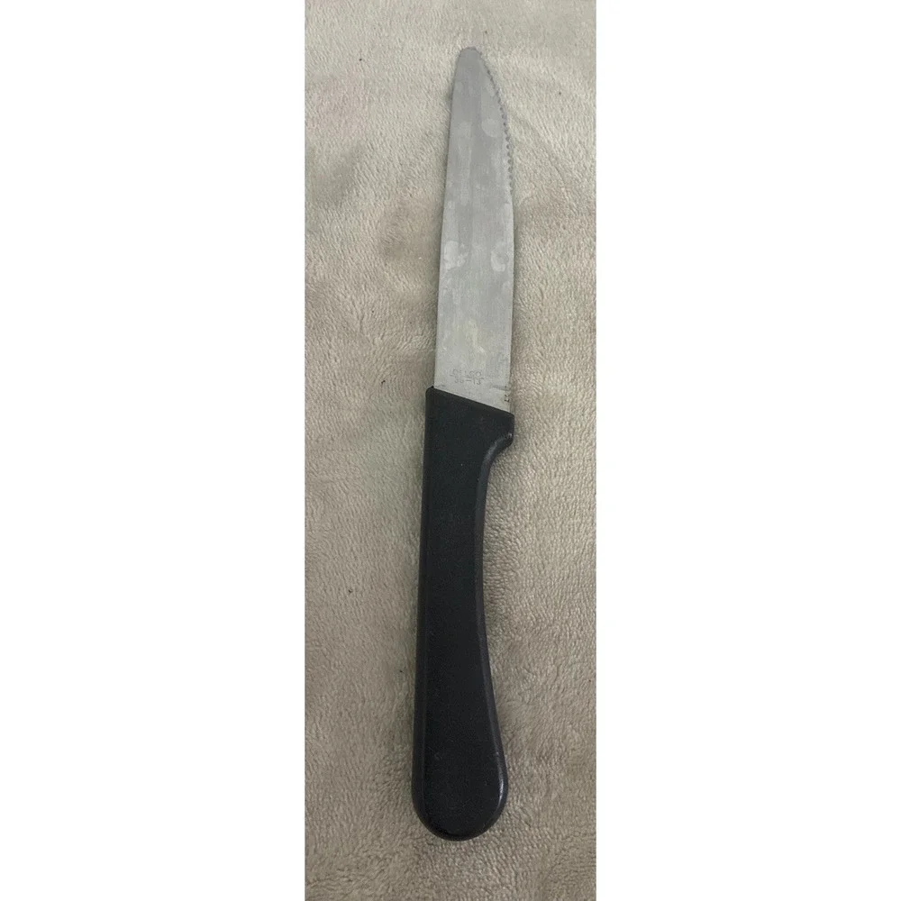 Delco Steak Knife Serrated Black Handle Stainless Steel 38-13 10